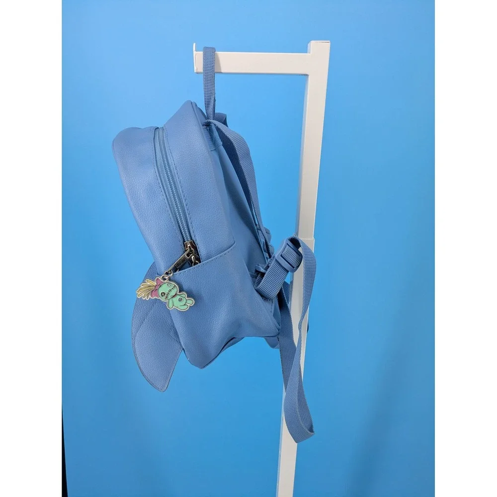 Disney Lilo &‎ Stitch Mini Backpack Blue Faux Leather Scrump Charm Park Bag Flaw